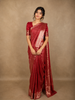 Deep Maroon Floral Zari Woven Design Pure Kanchipuram Silk Saree with Zari Border