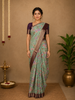 Light Green Floral Printed Chiffon Saree