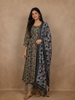 Beige and Teal Green Floral Printed Cotton Salwar Suit with Dupatta