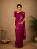 Magenta Purple Floral Woven Design Pure Banarasi Silk Saree