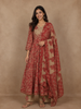 Reddish-Pink Floral Printed Cotton Salwar Suit with Dupatta