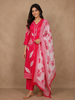 Dusty Pink Floral Printed Design Cotton Straight Cut Salwar
