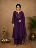 Dark Purple Mirror Worked Cotton Salwar Suit