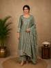 Green Dotted Design Silk Salwar Suit