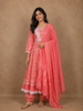 Coral Pink Floral Printed Cotton Salwar Suit with Dupatta