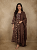 Deep Wine Abstract Printed Design Cotton Anarkali Salwar Suit with Dupatta