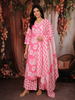 Baby Pink Floral Printed Cotton Salwar Suit with Dupatta