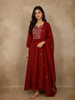Maroon Thread Embroidered Design Cotton Salwar Suit with Dupatta