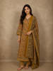 Mustard Yellow Floral Printed Design Cotton Salwar Suit with Dupatta