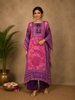 Pink Floral Designed Semi Silk Kaftan Suit