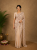 Beige Floral Sequin Designed Net Saree
