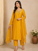 Yellow Straight Cut Salwar Suit for Girls Adorned with Embroidery and Floral  Design and with Dupatta