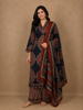 Navy Blue Ajrakh Printed Cotton Salwar Suit With Dupatta