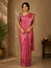 Rose Pink Gold Zari Woven Soft Silk Saree