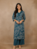 Teal Green Floral Designed Cotton Salwar Suit