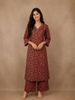 Rust Red Geometric Printed Cotton Salwar Suit