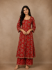 Crimson Red Floral Printed Cotton Salwar Suit
