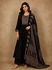 Black Ajrakh Printed Design Cotton Salwar Suit with Dupatta