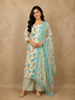 Soft Ivory Floral Printed Design Cotton Straight Cut Salwar Suit with Dupatta