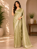 Sage Green Floral Brocade Design Semi Tissue Saree