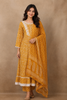 Mustard Floral Printed Cotton Salwar Suit with Dupatta