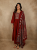 Deep Maroon Ajrakh Printed Design Cotton Salwar Suit with Dupatta
