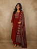 Deep Maroon Ajrakh Printed Design Cotton Salwar Suit with Dupatta