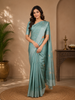 Cyan Blue Stripes woven Pure Tussar Silk Saree