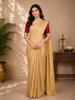 Beige Golden Zari Woven Kanchipuram Silk Saree