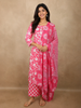 Vibrant Rose Pink Floral Printed Design Cotton Straight Cut Salwar Suit with Dupatta