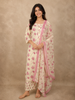 Soft Ivory Floral Printed Design Cotton Straight Cut Salwar Suit with Dupatta