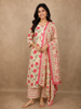 Soft Ivory Floral Printed Design Cotton Straight Cut Salwar Suit with Dupatta