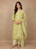 Fresh Lime Pistachio Green Floral Printed Design Cotton Straight Cut Salwar Suit with Dupatta
