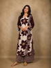 Dark Purple  Floral Printed Design Cotton Co-ord Set