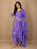 Vibrant Lavender Purple Bandhani Printed Design Cotton Straight Cut Salwar Suit