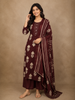 Deep Wine Maroon Floral Printed Design Cotton Salwar Suit with Dupatta