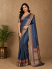 Grey Peacock  Designed Semi Tussar Saree