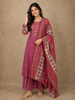 Dusty Pink Floral Printed Design Cotton Salwar Suit with Dupatta