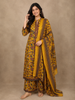 Mustard Yellow Floral Printed Design Cotton Salwar Suit with Dupatta