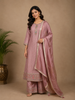 Dusty Rose Pink Dotted Design Silk Salwar Suit