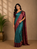 Teal Green Maroon Zari Woven Silk Saree