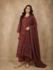 Maroon Floral Printed Design Cotton Straight Cut Salwar Suit with Dupatta