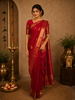 Crimson Vermilion Red Floral Butta Zari Woven Design Pure Kanchipuram Silk Saree with Zari  Border