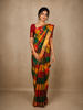 Multicolor Checked Woven Design Pure Kanchipuram Silk Saree with Zari Woven Border