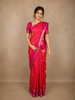 Orange Butta Woven Design Pure Kanchipuram Silk Saree with Contrast Zari Woven Border