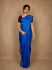 Royal Blue Floral Butta Woven Design Pure Kanchipuram Silk Saree with Contrast Blouse