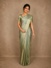 Light Green Striped Woven Design Pure Kanchipuram Silk Saree with Zari Woven Border