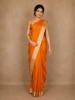 Orange Butta Woven Design Pure Kanchipuram Silk Saree with Golden Zari Border