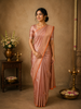 Soft Blush Peach Pink Floral Butta Zari Woven Design Pure Banarasi Saree with Ornamental Zari Border