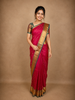 Rani Pink Floral Butta And Stripes Woven Kanchipuram Silk Saree